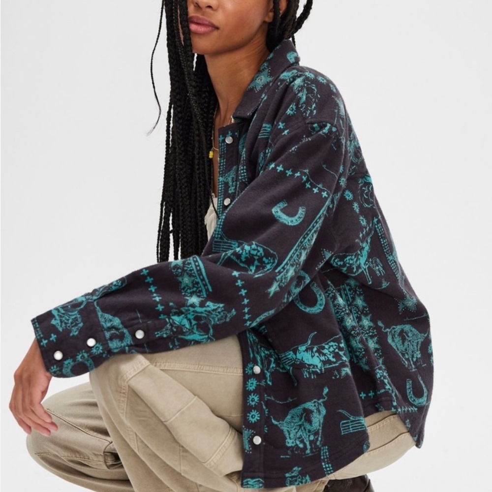 NWT Free People We The Free Calico Flannel Shirt Size S - Picture 2 of 12